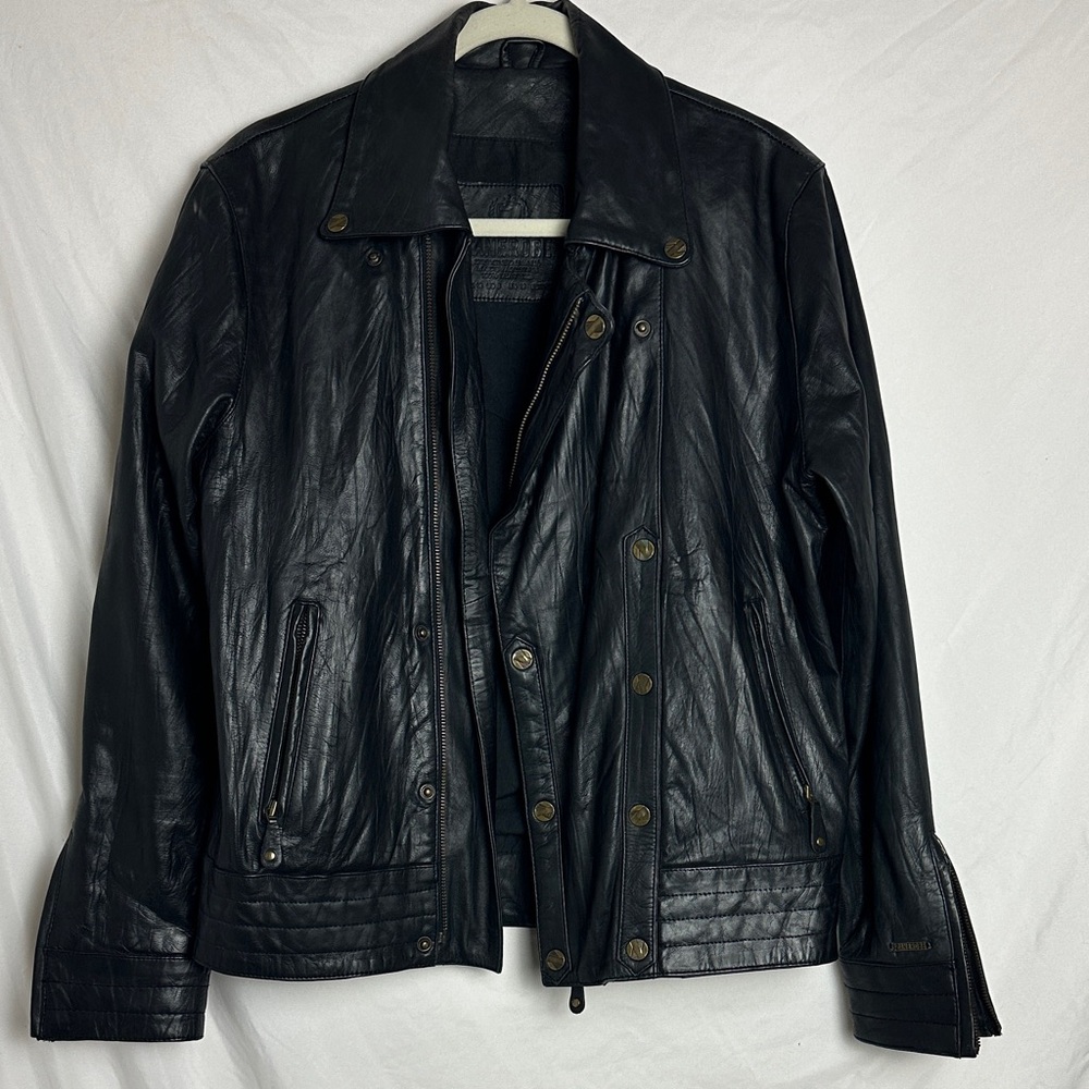 Zanerobe Black Leather Military Jacket Vintage